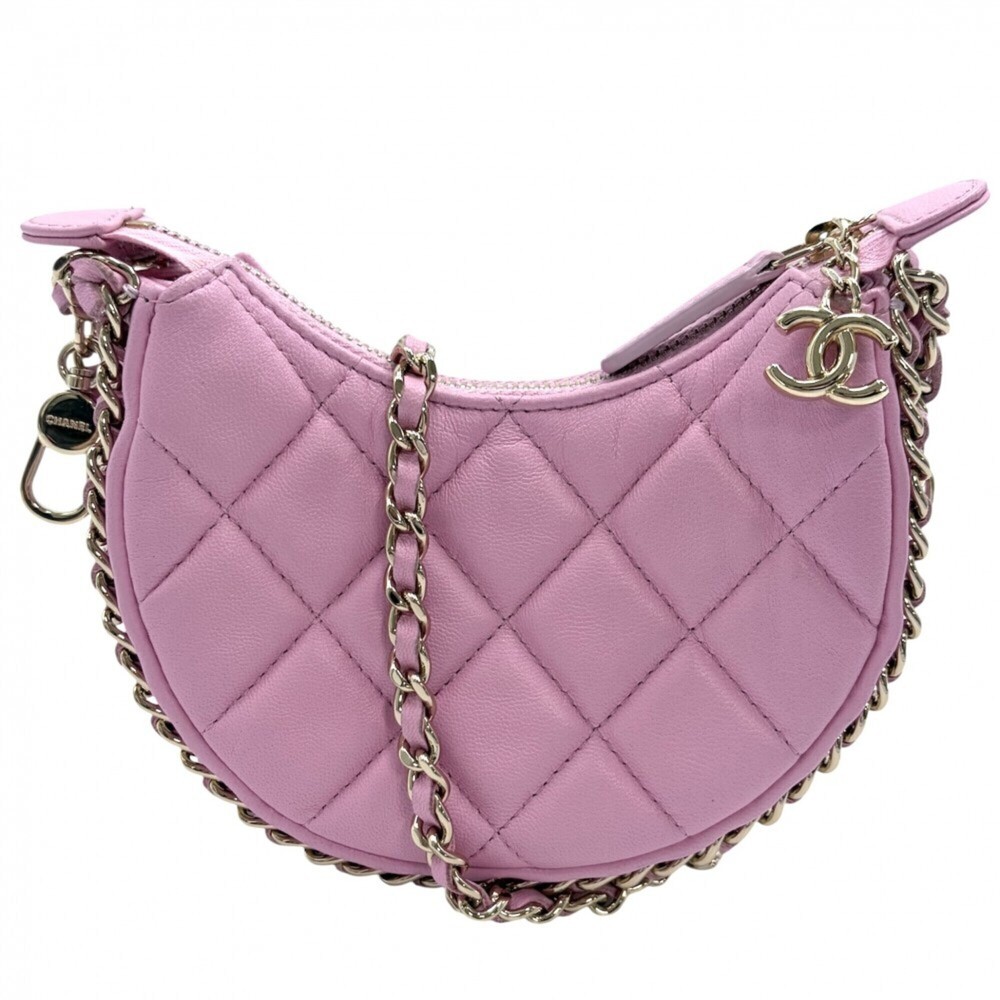 Chanel Women's Small Hobo Shoulder Bag, Crossbody Mini Chain Matelassé Pouch,...